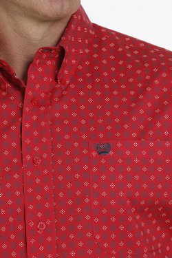 Men's Cinch Red Geo Shirt