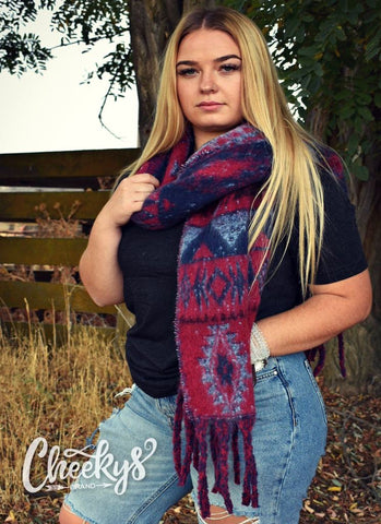 Makenzie Western Pattern Scarf in Pink & Purple