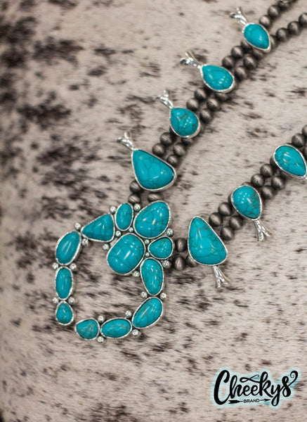 The Harper Squash Blossom Necklace in Turquoise