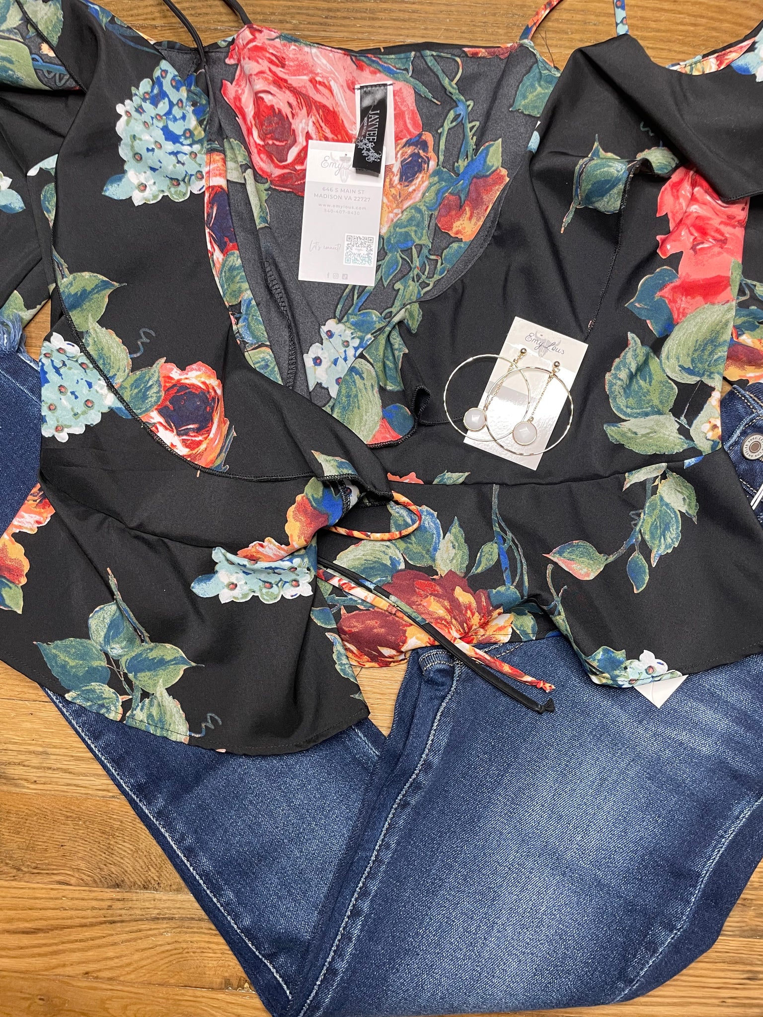 Bridget Floral Cold Shoulder Wrap Top