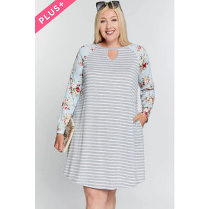 Floral Print & Stripe Dress