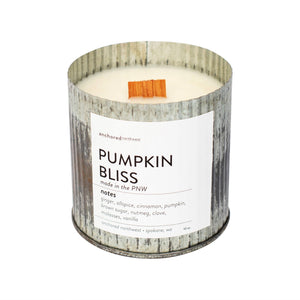 Pumpkin Bliss Wood Wick Rustic Farmhouse Soy Candle: 10oz