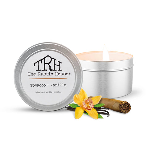 Tobacco + Vanilla Silver Travel Tin Soy Candle 4oz.