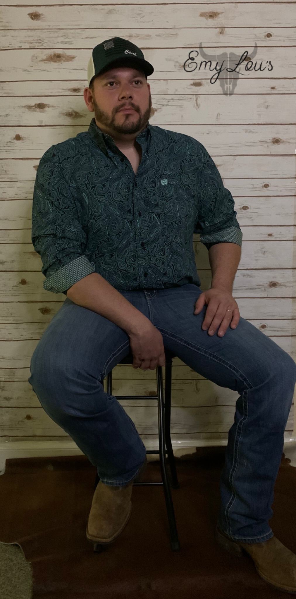 Cinch Men's Print Black Button Up