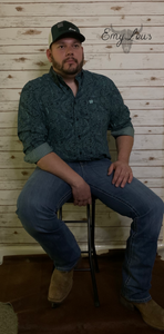 Cinch Men's Print Black Button Up