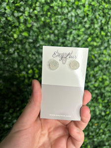 Small Opal White Druzy Stud