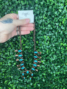 Turquoise Nora Squash Blossom Copper Pearl Necklace