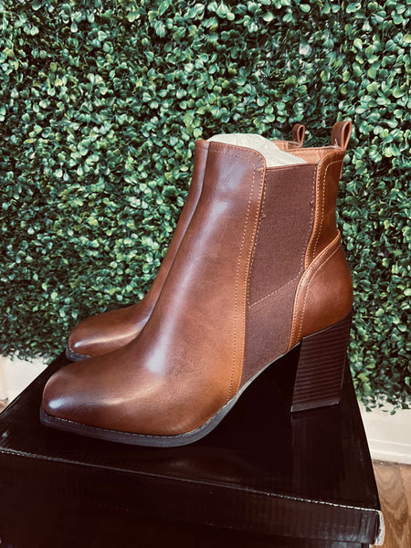Cognac Wedge Booties