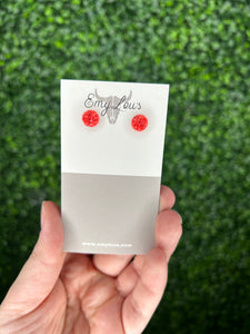 Mini Coral Druzy Stud