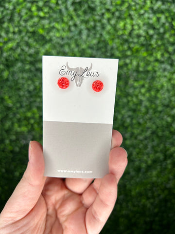 Mini Coral Druzy Stud