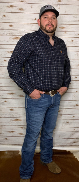 Cinch Men's Print Navy Button Up