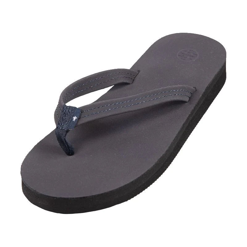 Women's Simply Southern Leather Flip Flops- Asphalt