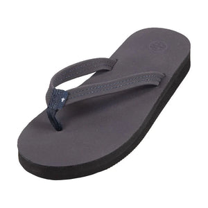 Women's Simply Southern Leather Flip Flops- Asphalt