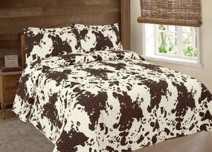 Western Linen Cowprint 3Pc Quilt