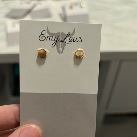 Simply Southern Gold Hexagon Stud