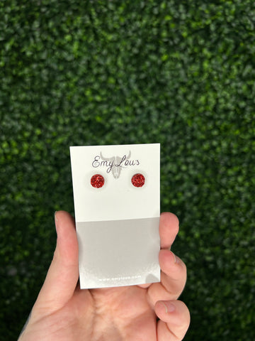 Mini Sparkly Red Druzy Stud