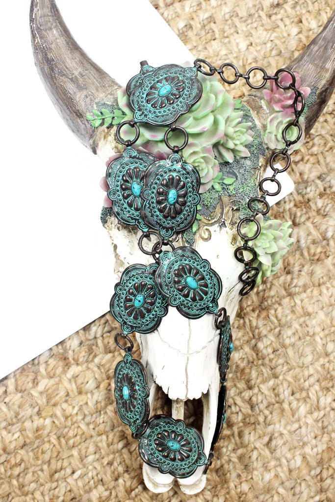 Turquoise Evangeline Patina Loop Concho Belt