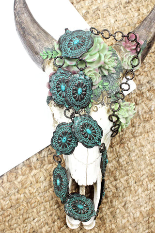 Turquoise Evangeline Patina Loop Concho Belt