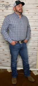 Cinch Men's Plaid Light Blue Button Up