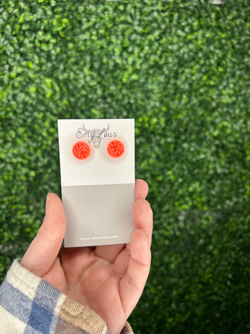 Neon Orange Druzy Stud