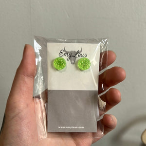 Clear Lime Green Druzy Stud
