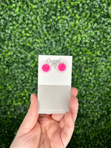 Hot Pink Druzy Stud