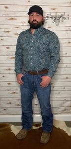 Cinch Print Modern Charcoal Button Up