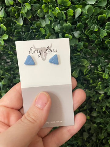 Blue Clay Triangle Studs