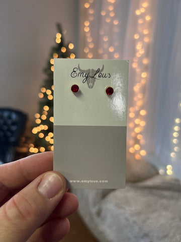Ruby and Gold Circle Studs