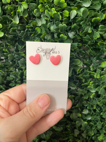Clay Heart Studs