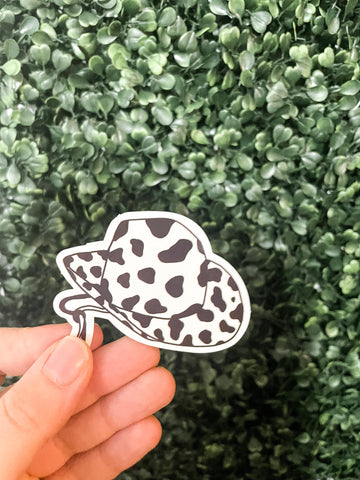 Cow Print Cowboy Hat Sticker