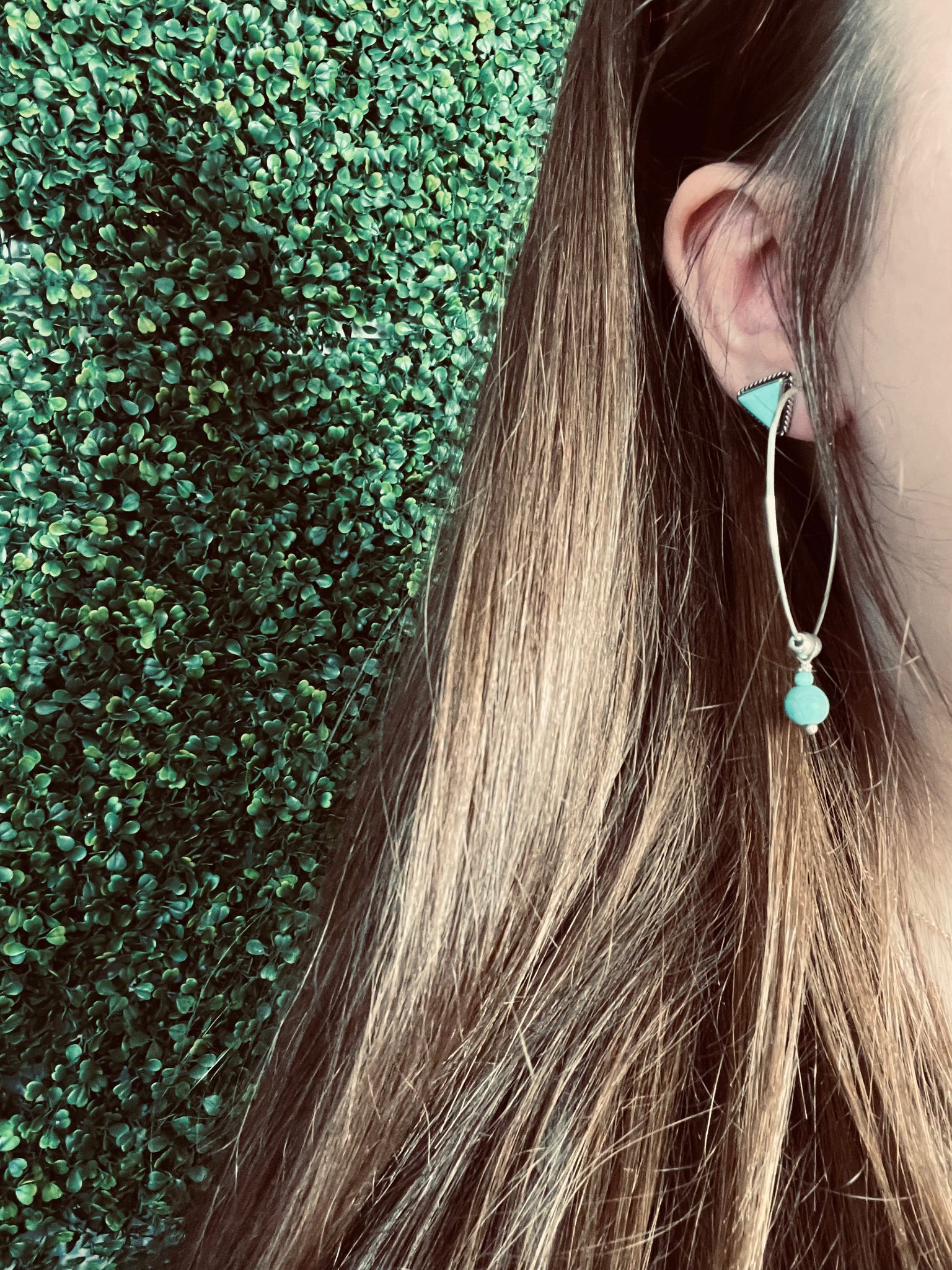 Sterling Silver Hoop with Turquoise