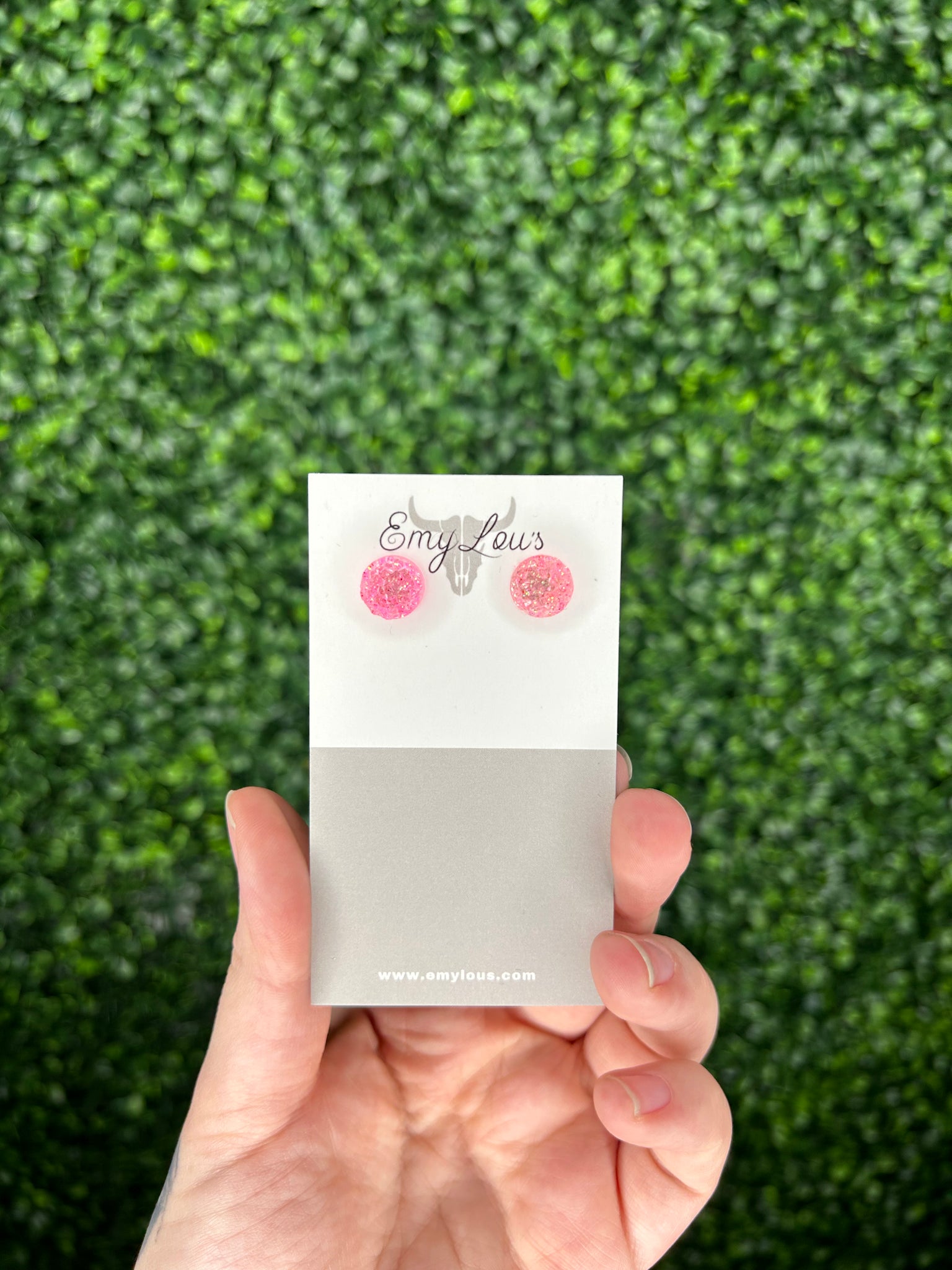 Clear Baby Pink Druzy Stud