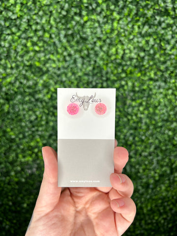 Clear Baby Pink Druzy Stud