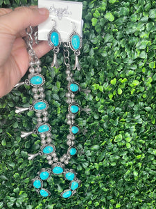 Burnished Turquoise Squash Blossom Necklace Set