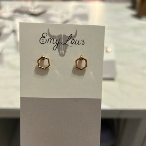 Simply Southern Gold Hollow Hexagon Stud