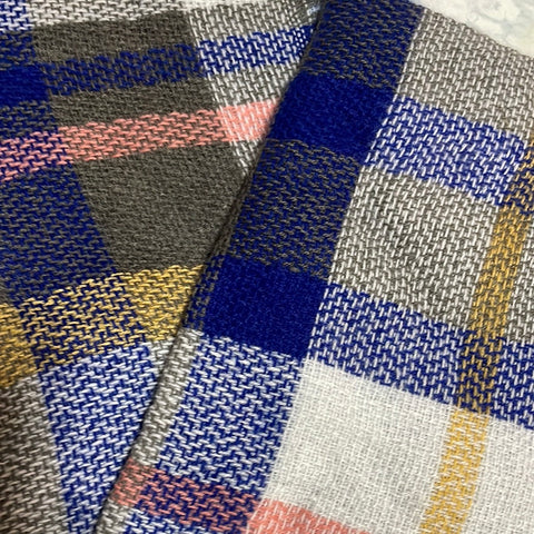 Blue, Yellow, Gray, & Pink Blanket Scarf