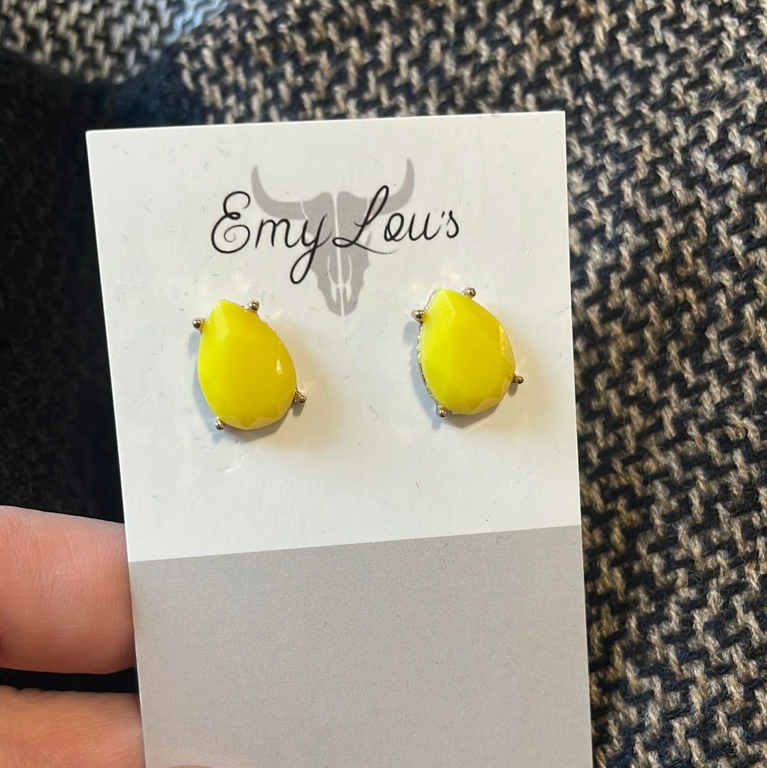 Yellow Teardrop Studs