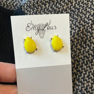 Yellow Teardrop Studs