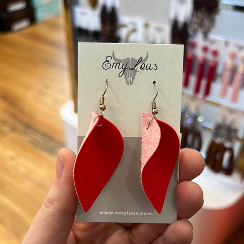 Red Leather Earrings