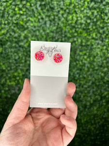 Sparkly Red Druzy Stud