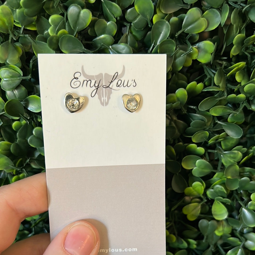 Simply Southern Silver Diamond Heart Studs