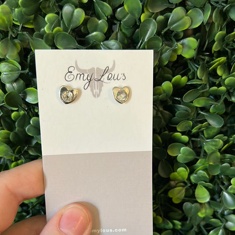 Simply Southern Silver Diamond Heart Studs