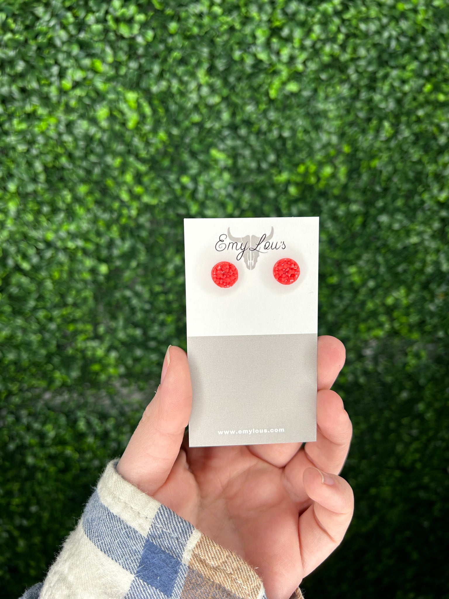 Small Coral Druzy Stud