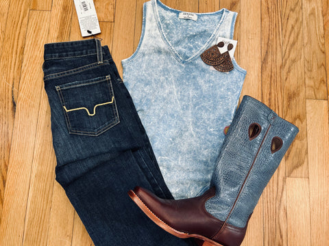 Blue Acid Washed Body Suit