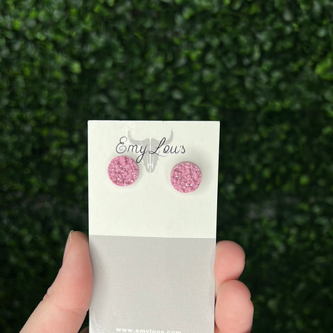 Plum Druzy Stud