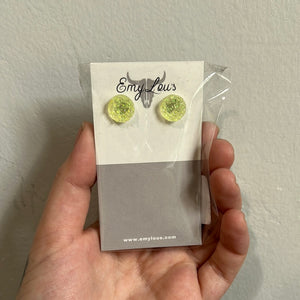 Clear Lime Druzy Stud
