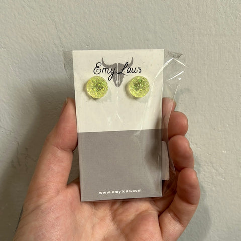 Clear Lime Druzy Stud