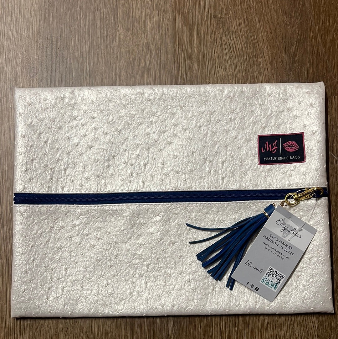 Makeup Junkie Bag- Navy and Silver