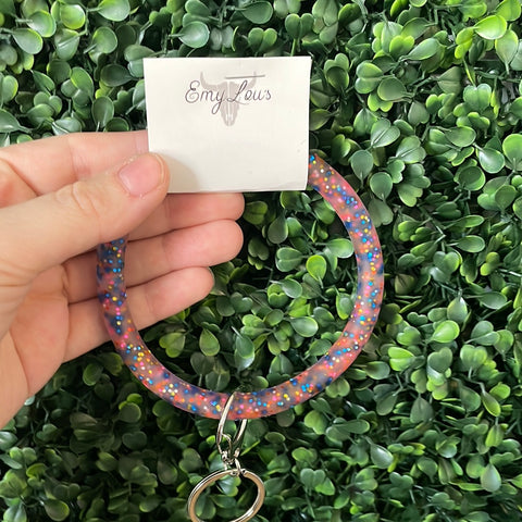 Silicone Thick Bangle Keychain Bracelet/ Multicolor